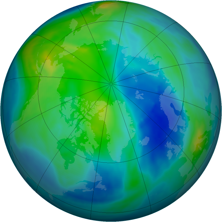 Arctic ozone map for 20 October 2007